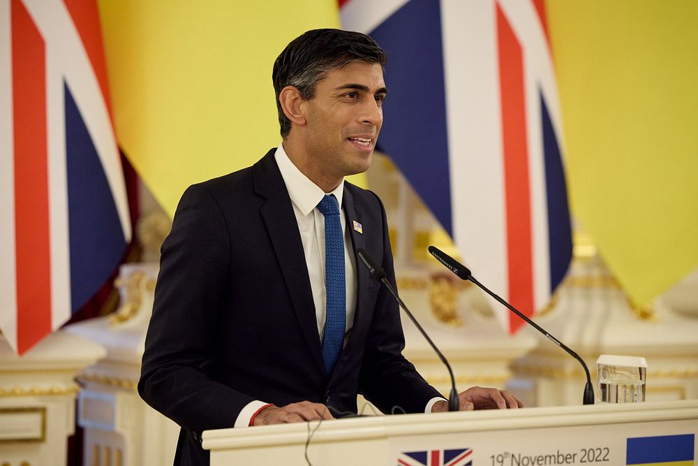 Prime Minister Rishi Sunak gives a speech